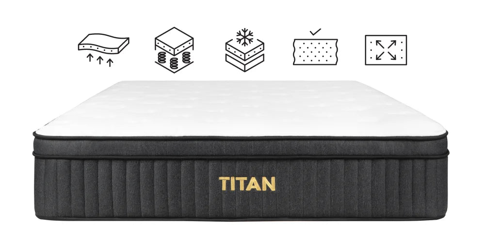 Titan mattress with value icons above